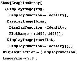 Show[GraphicsArray[{DisplayImage[img, DisplayFunctionIdentity], DisplayImage[bias, D ... layFunctionIdentity]}], DisplayFunction$DisplayFunction, ImageSize500] ;