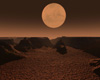 Surreal Vistapro rendering of a view of Mars with Mars also in the sky