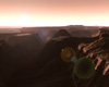 Vistapro rendering of a sunrise at Noctis Labyrinthus on Mars
